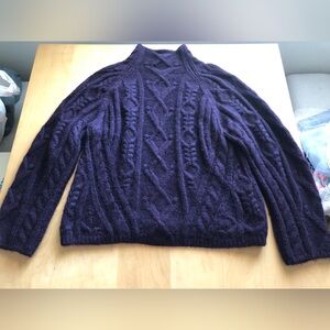 Vince Purple Cable Knit turtleneck Sweater